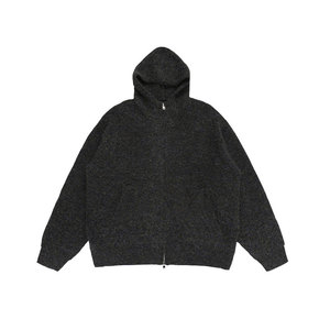 Custom Logo Casual Hooded <b>Knitted</b> <b>Cardigan</b> Sweater Cotton Pockets Loose Zip Up Hoodie for Autumn Winter - Product Image 3