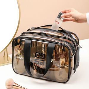 Transparent Toiletry Bag With Dry Wet Separation Waterproof Large Capacity Portable Rectangle PVC Travel Makeup Storage <b>Case</b> - Product Image 1