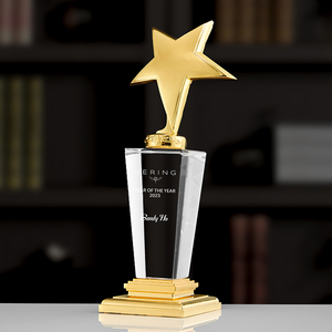 Regali di benvenuto per bambini con trofeo di cristallo in metallo a stella di fascia alta personalizzato - Product Image 4