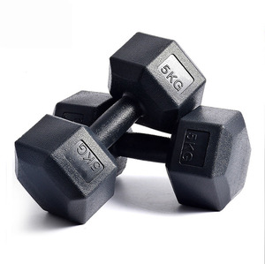 Haltères hexagonaux robustes en PE de 10 kg et 5 kg pour l'entraînement de force, la musculation et le renforcement musculaire – Équipement de gym - Product Image 4