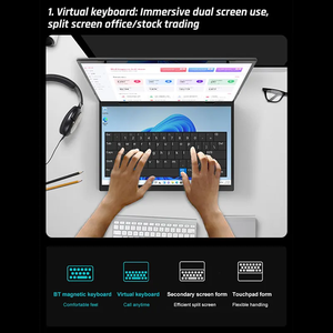 New 14 ''+ 14'' kinh doanh di động máy tính xách tay màn hình cảm ứng tay kép bằng văn bản 360 độ lật văn phòng máy tính xách tay máy tính - Product Image 6