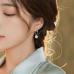 Pendientes <span class=keywords><strong>de</strong></span> Aro Colgantes <span class=keywords><strong>de</strong></span> <span class=keywords><strong>Plata</strong></span> <span class=keywords><strong>de</strong></span> Ley 925 con Diseño <span class=keywords><strong>de</strong></span> Flor, para Mujeres y Adolescentes, Joyería al por Mayor - Product Image 4