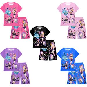 เสื้อการ์ตูน K-Pop Kpop Demon Hunters ชุดกีฬาสองชิ้น ชุดนอนน่ารัก สบายๆ ระบายอากาศได้ดี เนื้อผ้านุ่ม ชุดนอนใส่สบายๆ ชุดอยู่บ้าน - Product Image 1