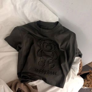 T-Shirt a Maniche Corte per Bambini con Orso in Rilievo Tridimensionale, Cotone Morbido Traspirante 220g, Casual per Ragazzi e Ragazze - Product Image 3