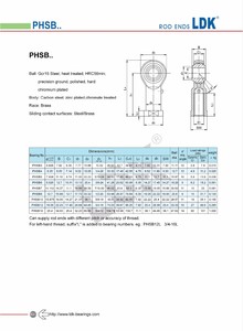 Roulements à rotule femelles LDK à filetage inch PHSB3 PHSB5 PHSB6 PHSB10 PHSB12 PHSB16 PHSB4 pour le sport automobile - Product Image 2