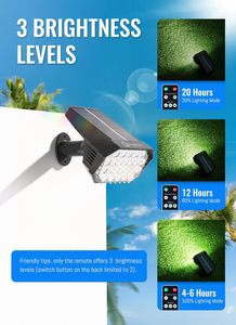 Black IP65 Waterproof Solar Garden Spot <b>Light</b> 24 SMD2835 <b>LEDs</b> 6000K Daylight Wireless Control for Outdoor Landscape Lighting - Product Image 3