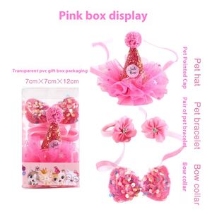 Feste Pailletten Crown Lace Tiara Hut mit Fliege Halsband für Katzen hund für Halloween Winter Party Weihnachten Erdnuss Tag Feier - Product Image 3