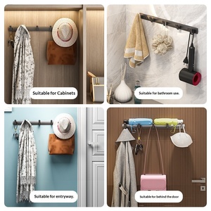 Crochets muraux adhésifs <span class=keywords><strong>sans</strong></span> perçage couleur bronze, lot de 5, capacité supérieure à 20 kg, pour salle de bain, entrée et <span class=keywords><strong>dressing</strong></span> - Product Image 3