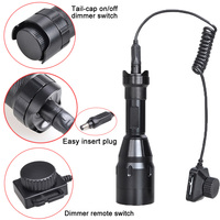 Lampe de poche Portable longue faisceau puissant Zoomable, lumière extérieure blanche, imperméable, led cochon rouge IR vert, lampe torche