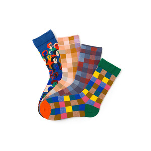<span class=keywords><strong>2022</strong></span> personnalisé nouveau Style vente chaude couleur treillis personnalisé géométrique Jacquard femmes coton chaussettes - Product Image 3