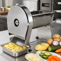 Commerciële 304 roestvrijstalen dubbele functie groentesnijmachine, handmatig en elektrisch, voor aardappelsnijden, keukenproductie en -bediening