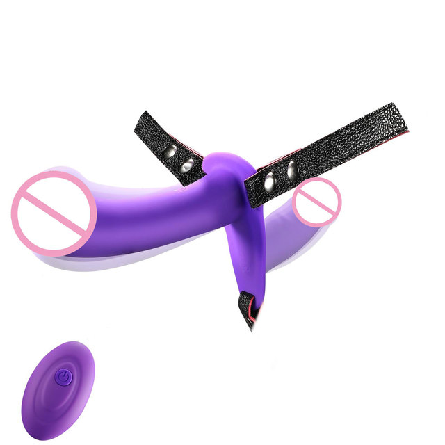 Double-Ended Silicone Dildo Hands-Free Masturbator G-Spot Stimulation Strap-On Harness Wearable Dildo Vibrator for Women Lesbian