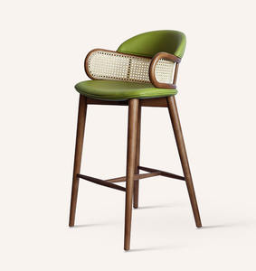 Tabouret de Bar en cuir et bois au Design moderne, mobilier de Restaurant, de cuisine, de salle à manger - Product Image 1