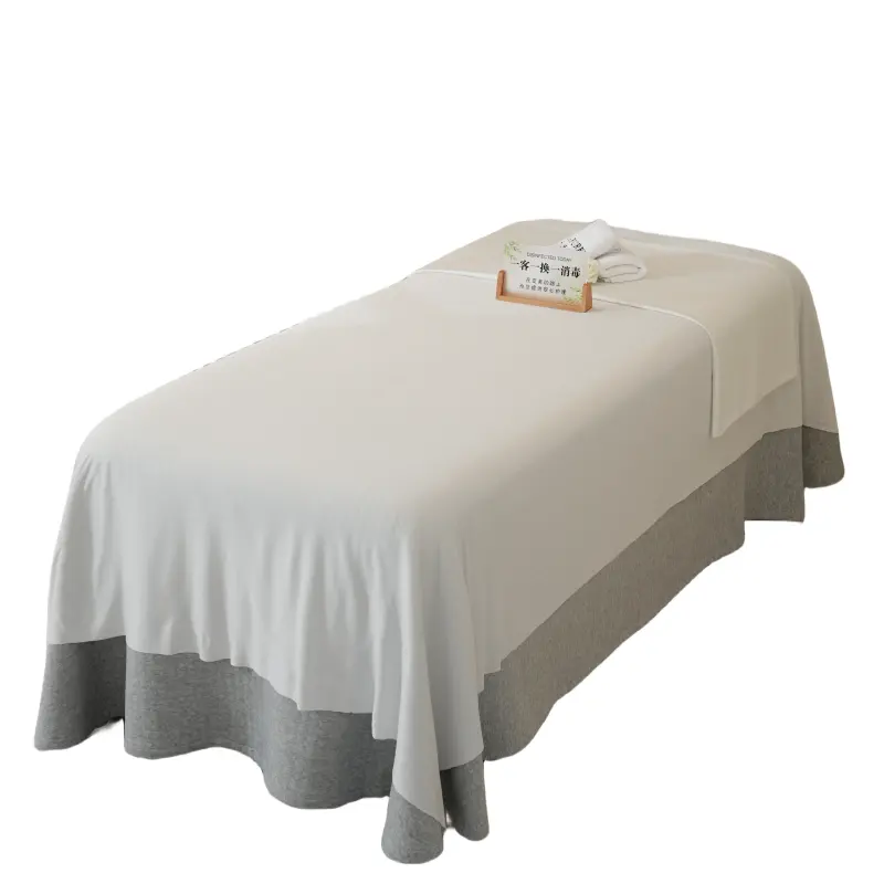 customized white Wrinkle Resistant 240X150cm massage table sheet with face hole and customized logo