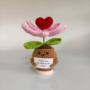 Bouquet <span class=keywords><strong>di</strong></span> Tulipani Moderni Fatti a Mano all'Uncinetto in Lana, <span class=keywords><strong>Fiori</strong></span> Artificiali per San Valentino, Lavorazione Artigianale in Vaso Piccolo - Product Image 3