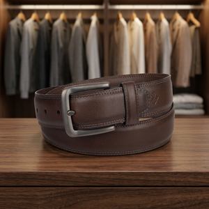 European Style <b>Men's</b> Vintage Leather Pin Buckle Steel Belt Handmade Natural Eco-Friendly Durable High Quality Waterproof Heavy - Product Image 1