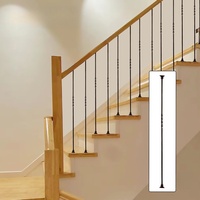 Vente en gros de broches d'escalier en fer forgé carrées doubles noires d'intérieur de style moderne Balustres d'escalier en acier inoxydable