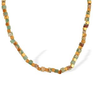 Collier de perles turquoise et or, chaîne géométrique, chaîne de clavicule, bijoux de mode - Product Image 5