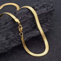 Collier ras du cou en acier inoxydable plaqué or, style punk hip-hop, chaîne serpent plate cubaine, inaltérable, pour hommes