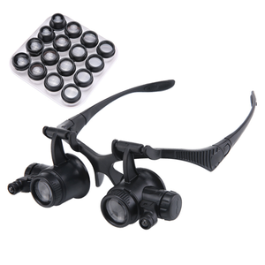 Hoofdband Led Licht Ogen Bril Vergrootglas 2.5X 4X 6X 8X 10X 15X <span class=keywords><strong>20X</strong></span> 25X Optische Lens Loep Voor Horlogemaker sieraden Reparatie - Product Image 1