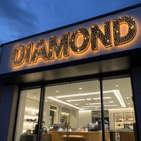Enseigne personnalisée en lettres lumineuses LED GOLDEN Galaxy Starry Sky |   Signalétique 3D perforée et éclairée pour les bâtiments de bijouteries
