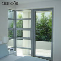 Puerta Exterior de Aluminio Meidoor Villa, Puerta Francesa Abatible con Rejilla de Aluminio y Vidrio para Apartamento, Dormitorio, Supermercado, Impermeable