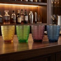 Juego de Vasos de Vidrio Coloridos con Diseño de Perlas en Relieve, Hechos a Mano, Reutilizables para el Hogar, Bar o Cafetería