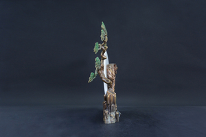 Escultura <span class=keywords><strong>de</strong></span> Caldero <span class=keywords><strong>de</strong></span> Bronce Pintado a Mano con Diseño <span class=keywords><strong>de</strong></span> <span class=keywords><strong>Rugido</strong></span> <span class=keywords><strong>de</strong></span> <span class=keywords><strong>Tigre</strong></span> en Mármol Blanco, Estilo Chino, Hecho a Tamaño Real - Product Image 2