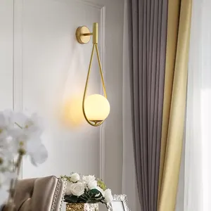 金色现代壁灯金色中世纪工业哑光地球仪玻璃壁灯卧室梳妆台灯