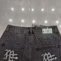 Shorts en jean tendance MIXED EMOTION, dernières nouveautés, entièrement ornés de diamants, style vintage hip-hop streetwear pour hommes et femmes