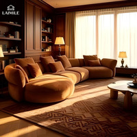 Canapé modulaire incurvé de luxe nordique en tissu bouclé doux, grand canapé d'angle avec chaise longue pour maison, villa, appartement