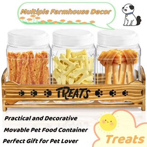 Caja de almacenamiento de madera maciza para artículos para mascotas, caja organizadora de madera multiusos, contenedor de madera para refrigerios y comida para perros. - Product Image 5