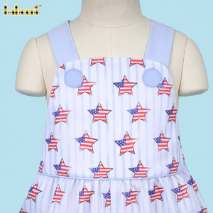 Conjuntos de Ropa para Bebés Niños, Tejidos en 100% Algodón, Color Azul Burbuja, con Diseño de Estrella de la Bandera de EE. UU., OEM ODM, Bordado a Mano Personalizado, Otoño - Product Image 1