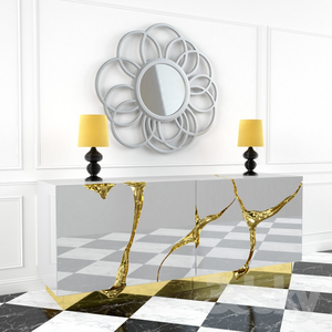 Credenza personalizzata di grandi dimensioni in acciaio inossidabile <span class=keywords><strong>a</strong></span> base dorata armadio con finitura <span class=keywords><strong>a</strong></span> <span class=keywords><strong>specchio</strong></span> argento 2 ante di petto per la casa Hotel - Product Image 3