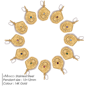 EManco Colgante Geométrico Brillante y Colorido con Diamantes de Imitación, Ojo Turco, Amuleto Vintage para Mujer y Niña, de Acero Inoxidable 14K - Product Image 1