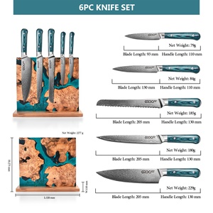 Custom 6 Pcs Damasco Juego <span class=keywords><strong>de</strong></span> <span class=keywords><strong>cuchillos</strong></span> <span class=keywords><strong>de</strong></span> madera Pakka japonés Chef <span class=keywords><strong>Cuchillos</strong></span> <span class=keywords><strong>de</strong></span> cocina profesional <span class=keywords><strong>con</strong></span> soporte magnético - Product Image 5