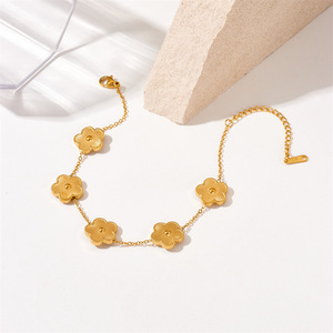 European American Fashion Gold Plated <b>Flower</b> Chain <b>Bracelet</b> Women's Jewelry Gift Zinc Alloy B1156 - Product Image 3