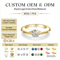 Bague en Or Rempli 14K Personnalisée avec Planète et Moissanite 1CT Couleur D Avancée pour Femme, Idéale pour Fêtes et Usage Quotidien, Bijou Fin de Haute Qualité