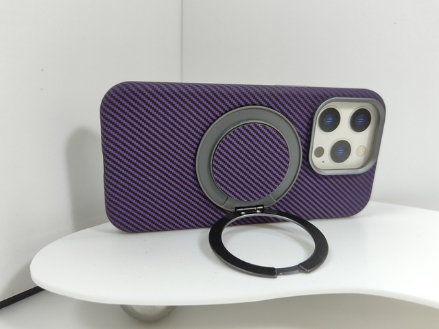 OEM Customized Shockproof Carbon Fiber Phone Case 2-in-1 CX-5 Phone Holder case Full Protective Magnet Camera Stand Case