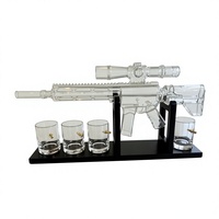 Ensemble décanteur à whisky AR15 très populaire avec 4 verres à shot en forme de balle, en borosilicate soufflé à la main, hermétique, avec support de présentation noir, accessoires de bar