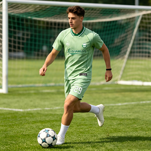Ensemble de maillots de football à col rayé, fabrication ODM, vente en gros, impression par sublimation personnalisée, uniforme de football respirant, haute qualité, pour équipe - Product Image 1