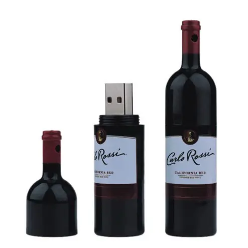 Clés USB Metac avec logo personnalisé en forme de bouteille de vin au design unique