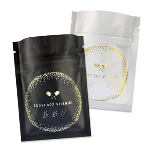 Customized Smell Proof Resealable Ziplock 1g 2g 3.5g Matte Black Small Mylar Bag with Window