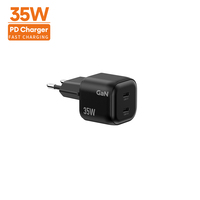 Chargeur secteur EU, double port Type-C compact 35W GaN, charge rapide PD 3.0 PPS avec homologation CE, indispensable pour les voyages, compatible Oppo