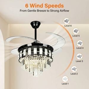 Hot Selling European Style Premium Luxury Crystal Invisible Ceiling Fan with LED Lights - Product Image 4