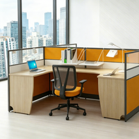 Estación de Trabajo Modular Moderna para 2 Personas con Pantalla Divisoria, Escritorio Tipo Cubículo, Muebles de Oficina