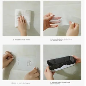 Étagère de salle de bain organisateur douche support de rangement <span class=keywords><strong>noir</strong></span> étagères d'angle mural en aluminium toilette shampooing support sans perceuse - Product Image 6