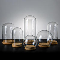 Campana de Cristal Transparente Ecológica para Decoración del Hogar, con Base de Madera, para Navidad, Graduación, Día de la Madre, Venta al por Mayor