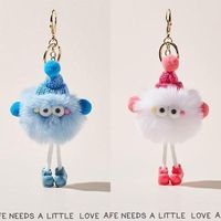 Boules de charbon en fourrure en forme de loutres et de lapins - porte-clés, jouets en peluche douce, sacs en peluche de dessin animé, décorations suspendues