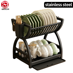 <span class=keywords><strong>Support</strong></span> <span class=keywords><strong>mural</strong></span> de rangement pour vaisselle, écologique et peu encombrant, avec égouttoir intégré pour accessoires de cuisine - Product Image 4